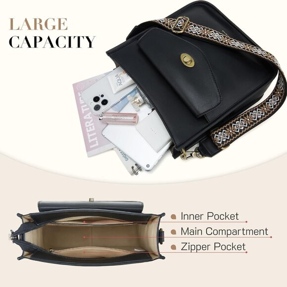 Crossbody Bags for Women Trendy Vegan Leather Shoulder Bag Hobo Purses Handbags - Picture 3 of 8